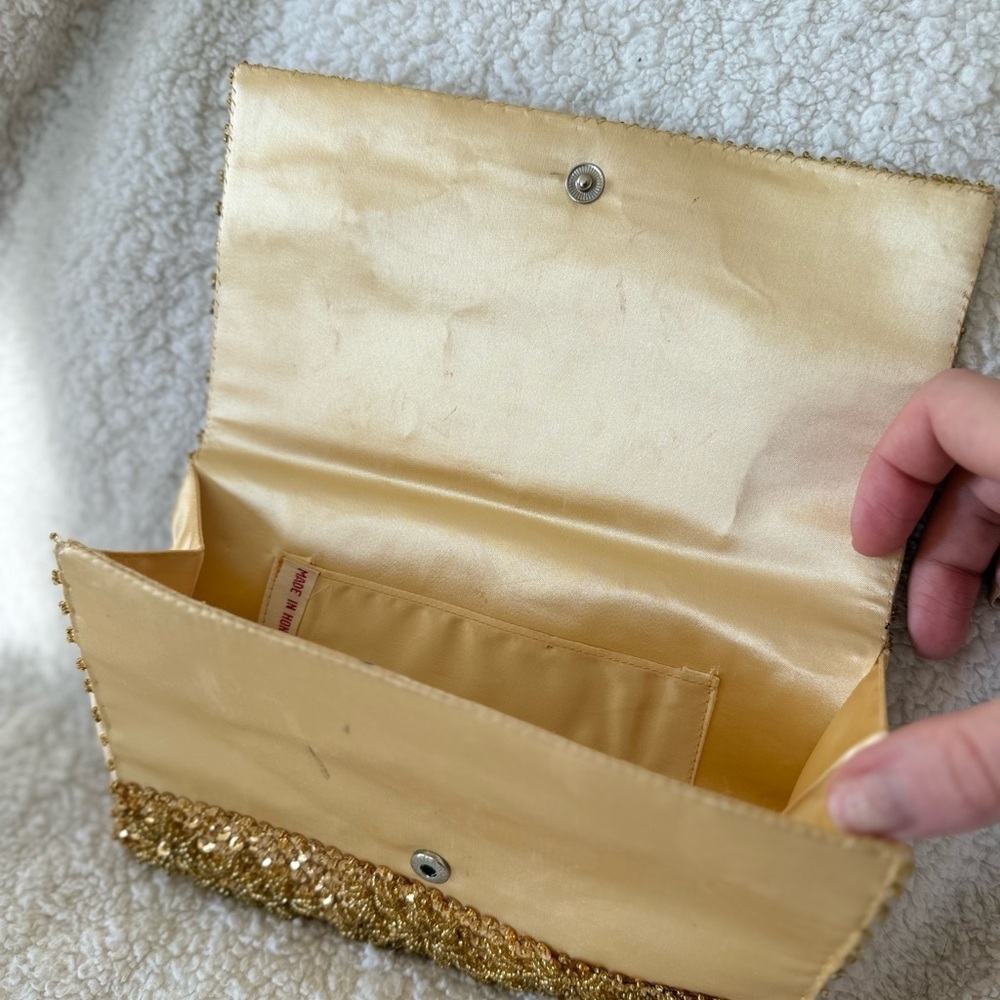 Vintage Star Brand Gold Beaded Sequin Evening Clutch - Picture 6 of 8